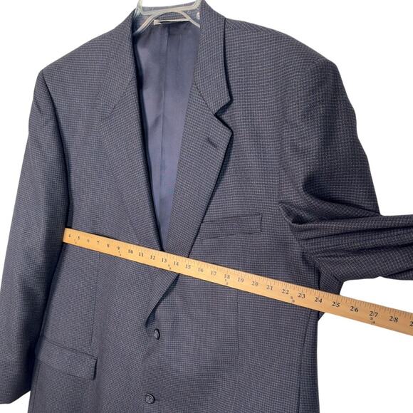 Pronto Uomo Mens 50L Plaid Wool Blazer 2 Button Big&Tall Dinner Jacket Navy Blue - Picture 6 of 8